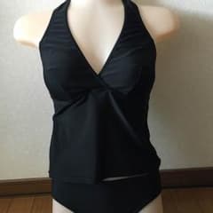 セパレイト 水着 体型カバー 黒 ブラック M ホルダーネック シンプルのサムネイル