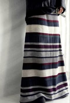 アンティカ　ストライプ柄ロングスカート
