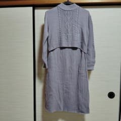 マタニティ授乳用 ニットワンピース グレー Mのサムネイル