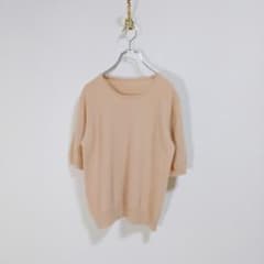 カシミヤ100% 半袖ニット ピンクベージュのサムネイル
