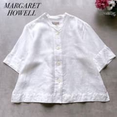 美品✨マーガレットハウエル リネン100% バンドカラーブラウス 洗える