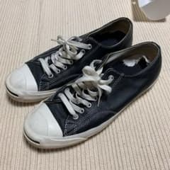 【訳あり】CONVERS コンバース　ジャックパーセル　レザー　ブラック　黒のサムネイル