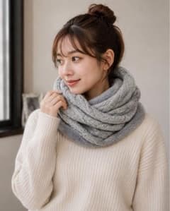 Francfranc ニット＆エコファー リバーシブル スヌード グレーのサムネイル