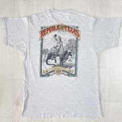 90s　シングルステッチ　プリント　テキサス　Tシャツ　L相当　グレー