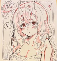 手描きイラスト 原画 一点物 鬼の女の子のサムネイル