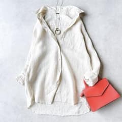 美品☆ミューズドゥーズィエムクラス リネン ワイヤーウォッシュシャツ