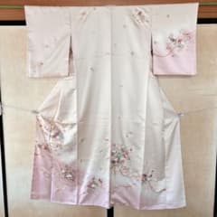 訪問着　正絹　七五三　手描友禅　刺繍　花　中古　クリーム　【mm448】 訪問着 正絹 七五三 手描友禅 刺繍 花 中古 クリーム 【mm448】 - メルカリ