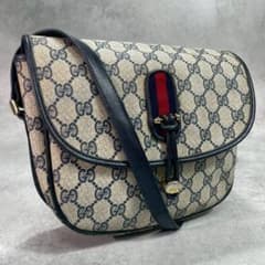 ✨美品✨GUCCI GG シェリーライン ショルダーバッグ ネイビー レザー