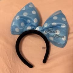 ディズニー ミニー　デカリボン　カチューシャ 水色 ドットのサムネイル