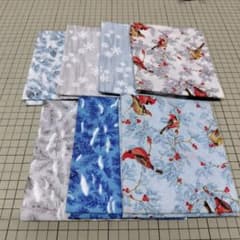 生地 冬 雪 結晶 羽 まとめ売り各55×45cm