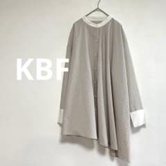 ケービーエフ　KBF アシンメトリーストライプロングシャツ　ベージュ　F