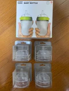 【新品】comotomo(哺乳瓶250ml x 2) + 乳首セット(計8個)のサムネイル