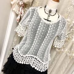 axes femme系 刺繍レースブラウス シアー Y2K 森ガール 姫カジ - メルカリ