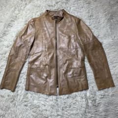 羊革】ポールスミス レザージャケット ラムレザー ブラウンノーカラー