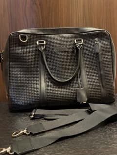 【美品・2WAY】D'URBAN ダーバン レザー ビジネスバッグ 編み込み 黒のサムネイル