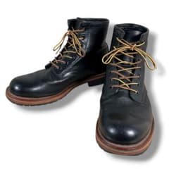 Hawkins ベックマンタイプ　ワークブーツ　プレーントゥ 極美品】Hawkins プレーントゥブーツ ベックマン タイプ 黒 レザー