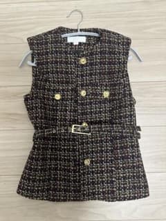 ZARA ザラ ツイード ベスト ジレ ベルト付きのサムネイル