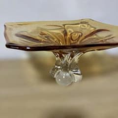 MURANO GLASS ムラーノ コンポート ガラスプレート アンバー - メルカリ