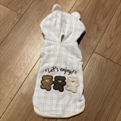 DSSチェック柄犬服 クマ耳付きのサムネイル
