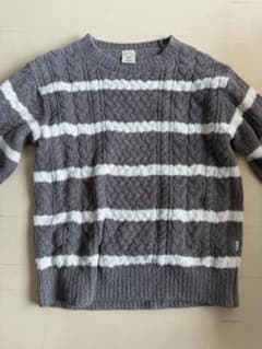 gelato pique グレー ホワイト ストライプ セーター