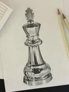手描き鉛筆画 25×19cm 「チェス駒」のサムネイル