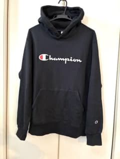 【美品】Champion メンズXLサイズブラック フードパーカーのサムネイル