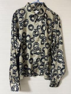 ZARA 長袖シャツ 総柄 ベージュ ブラック Lのサムネイル