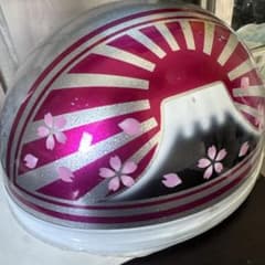 カスタムペイント 半キャップ ヘルメット 富士山 桜 ラメ - メルカリ