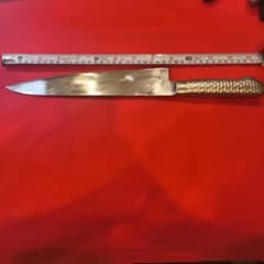 ステンレスモナカ包丁牛刀 槌目模様刃長270mm ステンレスモナカ包丁牛刀 槌目模様刃長270mm - メルカリ