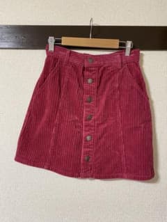 コーデュロイ ミニスカート フロントボタン レッドのサムネイル