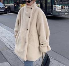 nugu CANIE ハイネックフェイクアルパカミドルコート ボアのサムネイル
