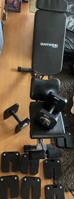 MOJEER 可変式ダンベル 40kg×2個　計80kg トレーニングベンチ付き MOJEER 可変式ダンベル 40kg×2個 計80kg トレーニングベンチ付き