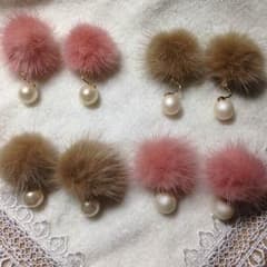 ファー&パール ピアス(イヤリング)のサムネイル