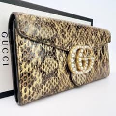 グッチ GGマーモント 長財布 パイソン レザー フェイクパール 400586