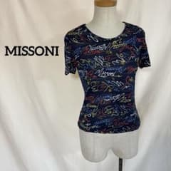 MISSONI ミッソーニ ロゴ 総柄 Tシャツ マルチカラー 半袖 ストレッチ