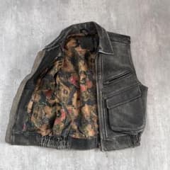FRONTIER LEATHERS レザーベスト 編み込み 本革 黒 バイカー | Beli