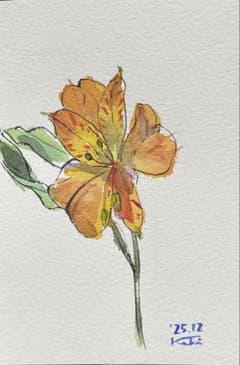 水彩画　アルストロメリアのサムネイル