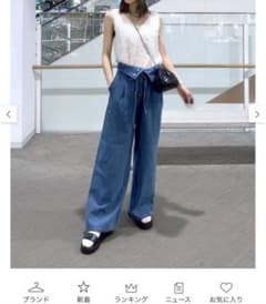 ウエスト折り返し2Wayタックワイドデニムパンツのサムネイル