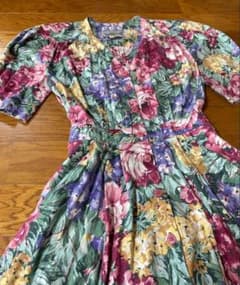 70sヨーロッパ古着 フランスアンティーク vintage 花柄ワンピ ドレス