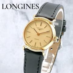 【稼動品】良品 LONGINES クォーツ腕時計 レディース　新品ベルト　黒色