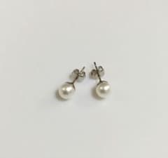6mm 一粒パールピアス　シルバーのサムネイル