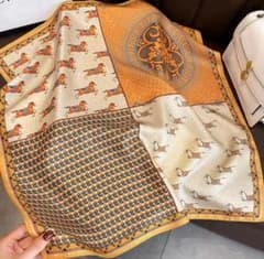 パッチワーク スカーフ 馬模様 ファッション シルクスカーフ 式典 卒業