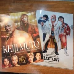 武藤敬司引退試合クリアファイル&チラシ（折り目凹みあり）のサムネイル