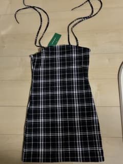 【新品タグ付き】SHEIN EZwear チェック柄 キャミミニワンピース Mのサムネイル