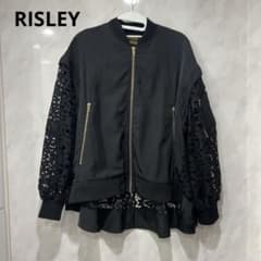 RISLEY リズレー ジップアップ レースブルゾン ブラック花柄 黒 - メルカリ