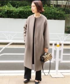 IENA ラムウールノーカラーロングコートのサムネイル