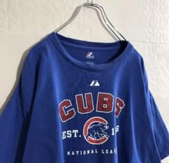 MLB CUBS シカゴカブス プリントTシャツ ブルー サイズXL 90sのサムネイル