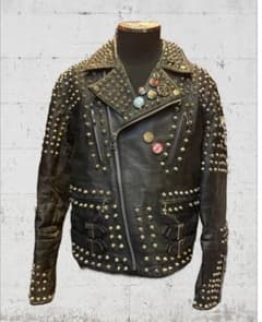 【ヴィンテージ】ハードコア鋲ジャン　ロンジャン　UKライダース本革　黒　L ヴィンテージ】ハードコア鋲ジャン ロンジャン UKライダース本革 黒 L