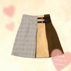 かの様専用♡新品未使用♡スエード配色スカート♡黒×ブラウン×キャメルのサムネイル