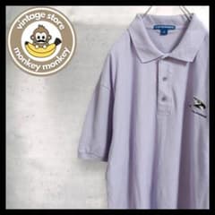 mt7824 オーバーサイズ　ヴィンテージポロシャツ　紫　US規格XL 刺繍ロゴ